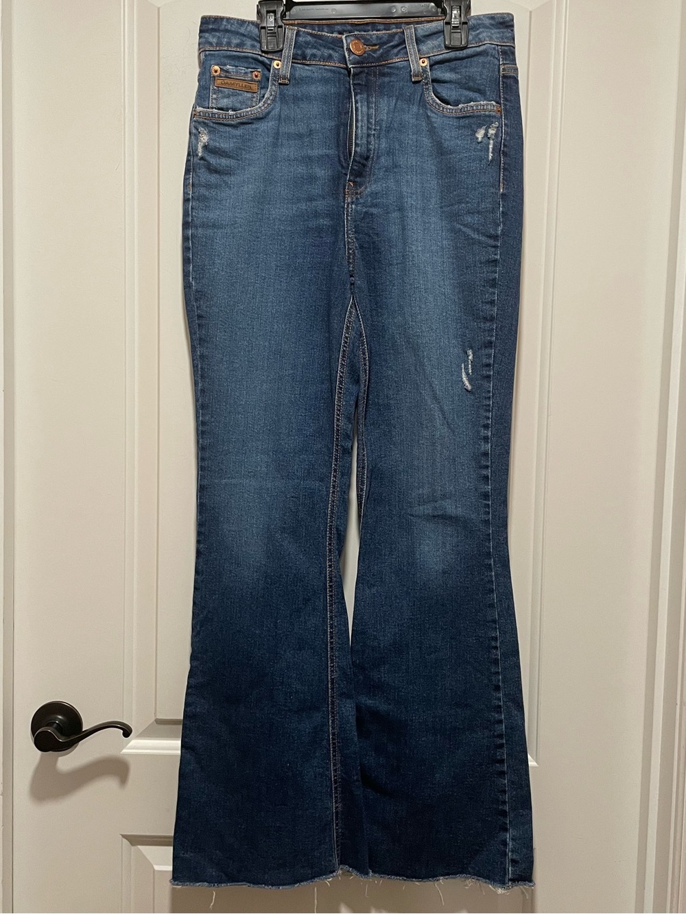 🇧🇷 Brazilian Damyller Dark Blue Bootcut Jeans Subtle Distressing Womens US Sz 6